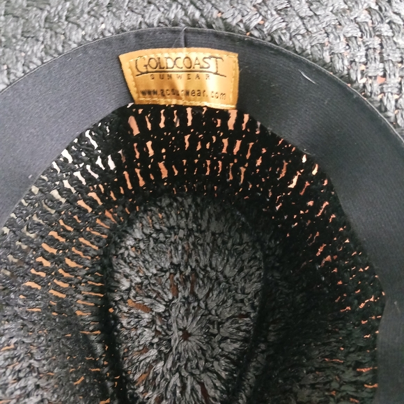 GOLDCOAST sunwear woven hat, black in color , with beaded hat band. NWOT - Picture 4 of 4